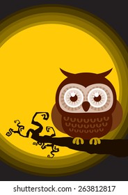 Vector of owl on in the night