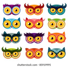 Vector owl set