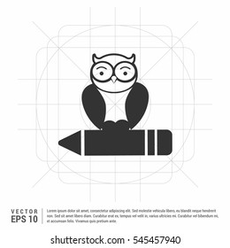 Vector owl sitting on a tree branch. Cute owl cartoon character made in line art style.


