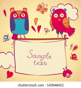 Vector owls banner template