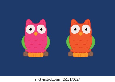 Vector Owls, birds illustration, cute bird