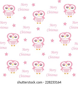 Vector Owls Cute Christmas background 