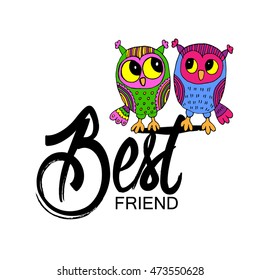 Vector owls - friends. Best friend.