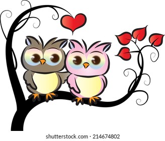 vector owls on the tree