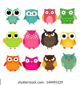 Vector owls set