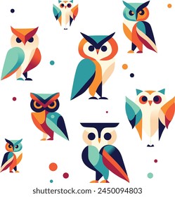 
Vector owls - a stylish and mysterious pattern inspired by the wisdom of these birds. It is perfect for various design projects, adding a unique look to them.
