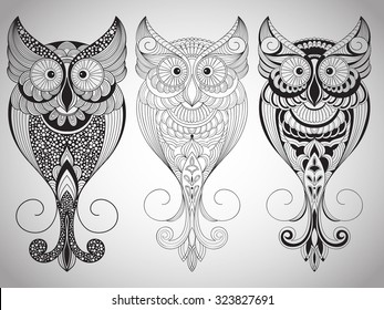 Vector Owls, Tattoo Style