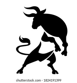 Vector Ox. Chinese new year 2021 symbol -  year of the ox. Black bull silhouette illustration isolated on white