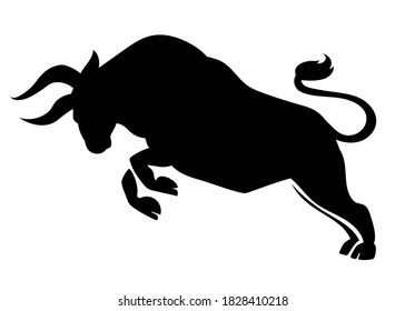 Vector Ox. Chinese new year 2021 symbol -  year of the ox. Black bull silhouette illustration isolated on white