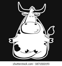 Vector Ox. Hand drawn cute cow. Chinese new year 2021 symbol -  year of the bull. Funny bull vector illustration 