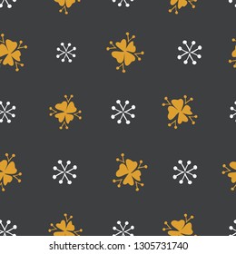 Vector Oxalis Leaves on dark gray seamless pattern background. Perfect for fabric, scrapbooking and wallpaper projects.