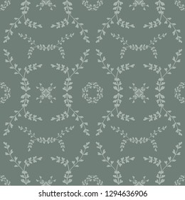 Vector Oxalis Twigs in green seamless pattern background. Perfect for fabric, scrapbooking and wallpaper projects.