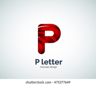 Logotipo comercial de letras vectoriales P, diseño moderno y elegante geométrico abstracto. Creado con ondas
