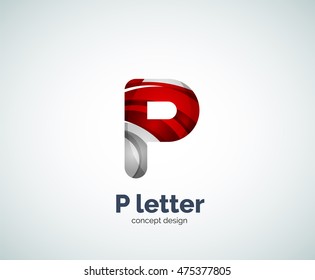 Vector P letter business logo, modern abstract geometric elegant design. Created with waves