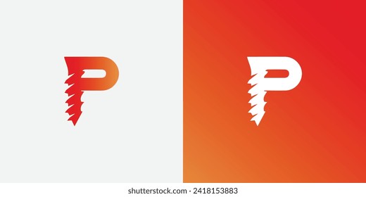 vector p letter screw logo design