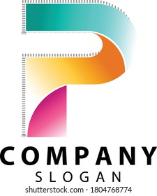 Logotipo del vector P en colores degradados. Marca de empresa.