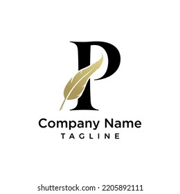 vector P notary black and gold color logo