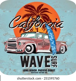 vector pacific surf wave print