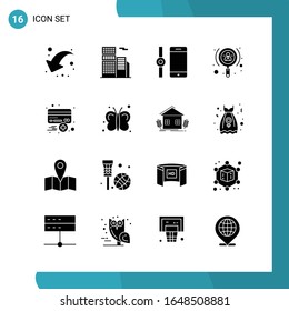 Vektorillustration Packung mit 16 Symbolen. Solid Style Symbol auf weißem Hintergrund für Web und Mobile.