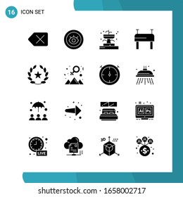 Paquete vectorial de 16 símbolos glifos. Icono de estilo sólido establecido en fondo blanco para Web y móvil.
