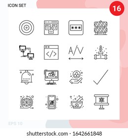 Vector Pack of 16 Icons in Line Style. Creative Outline Pack isolated on White Background for Web and Mobile.
