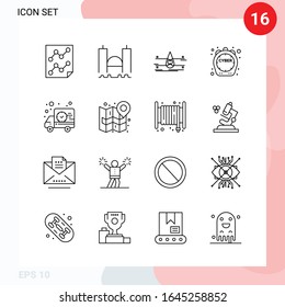 Vector Pack of 16 Icons in Line Style. Creative Outline Pack isolated on White Background for Web and Mobile.