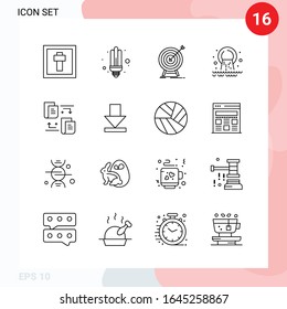Vector Pack of 16 Icons in Line Style. Creative Outline Pack isolated on White Background for Web and Mobile.