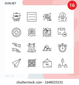 Vector Pack of 16 Icons in Line Style. Creative Outline Pack isolated on White Background for Web and Mobile.