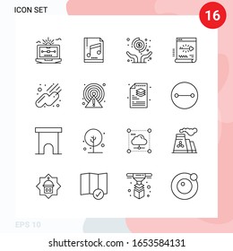 Vector Pack of 16 Icons in Line Style. Creative Outline Pack isolated on White Background for Web and Mobile.