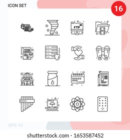 Vector Pack of 16 Icons in Line Style. Creative Outline Pack isolated on White Background for Web and Mobile.