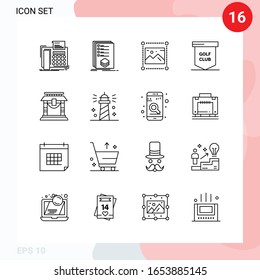 Vector Pack of 16 Icons in Line Style. Creative Outline Pack isolated on White Background for Web and Mobile.