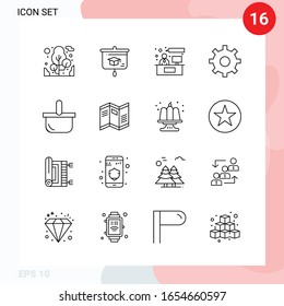 Vector Pack of 16 Icons in Line Style. Creative Outline Pack isolated on White Background for Web and Mobile.