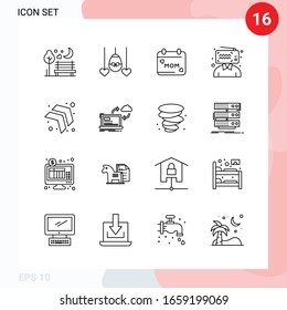 Vector Pack of 16 Icons in Line Style. Creative Outline Pack isolated on White Background for Web and Mobile.
