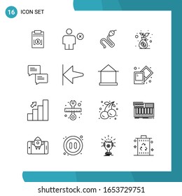 Vektorillustration-Paket mit 16 Symbolen. Line Style Symbol auf weißem Hintergrund für Web und Mobile.