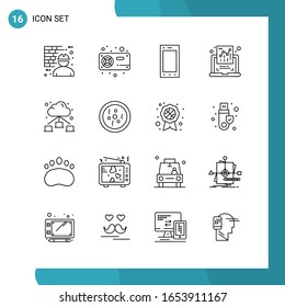 Vektorillustration-Paket mit 16 Symbolen. Line Style Symbol auf weißem Hintergrund für Web und Mobile.
