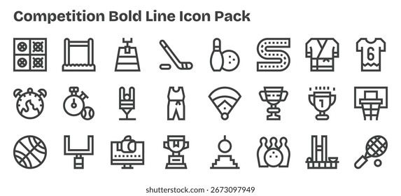 Pack de Vectores con 24 iconos de Bold Outline inspirados en Competition, ideal para trabajos de diseño escalables y creativos.
