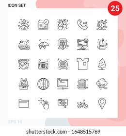 Vector Pack of 25 Icons in Line Style. Creative Outline Pack isolated on White Background for Web and Mobile.