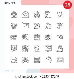 Vector Pack of 25 Icons in Line Style. Creative Outline Pack isolated on White Background for Web and Mobile.