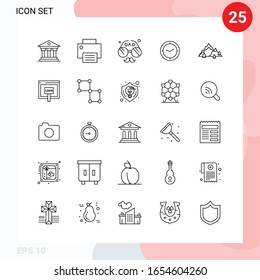 Vector Pack of 25 Icons in Line Style. Creative Outline Pack isolated on White Background for Web and Mobile.