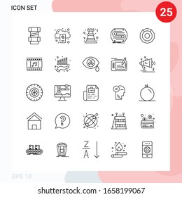 Vector Pack of 25 Icons in Line Style. Creative Outline Pack isolated on White Background for Web and Mobile.