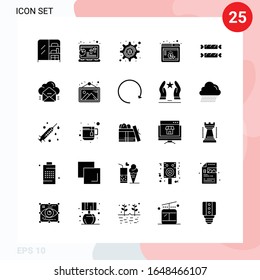 Vector Pack of 25 Icons in Solid Style. Creative Glyph Pack isolated on White Background for Web and Mobile.