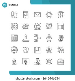 Vektorillustration-Paket mit 25 Symbolen. Line Style Symbol auf weißem Hintergrund für Web und Mobile.