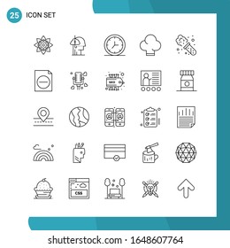 Paquete de vectores de 25 símbolos de esquema. Icono de estilo de línea establecido en fondo blanco para Web y móvil.