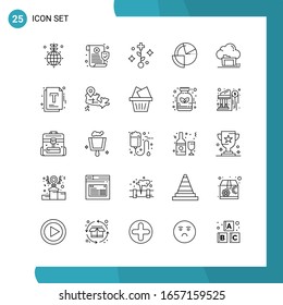 Paquete de vectores de 25 símbolos de esquema. Icono de estilo de línea establecido en fondo blanco para Web y móvil.