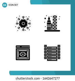 Vector Pack of 4 Glyph Symbols. Solid Style Icon Set on White Background for Web and Mobile.