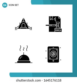 Vektorillustration-Packung mit 4 Glyphe-Symbolen. Solid Style Symbol auf weißem Hintergrund für Web und Mobile.