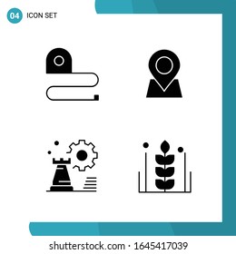 Vektorillustration-Packung mit 4 Glyphe-Symbolen. Solid Style Symbol auf weißem Hintergrund für Web und Mobile.