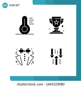 Paquete vectorial de 4 símbolos de glifo. Icono de estilo sólido establecido en fondo blanco para Web y móvil.