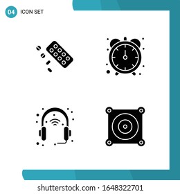 Paquete vectorial de 4 símbolos de glifo. Icono de estilo sólido establecido en fondo blanco para Web y móvil.