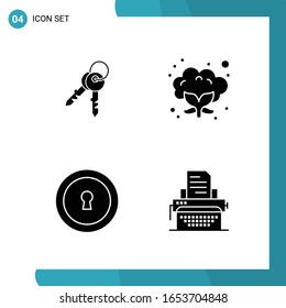 Paquete vectorial de 4 símbolos de glifo. Icono de estilo sólido establecido en fondo blanco para Web y móvil.